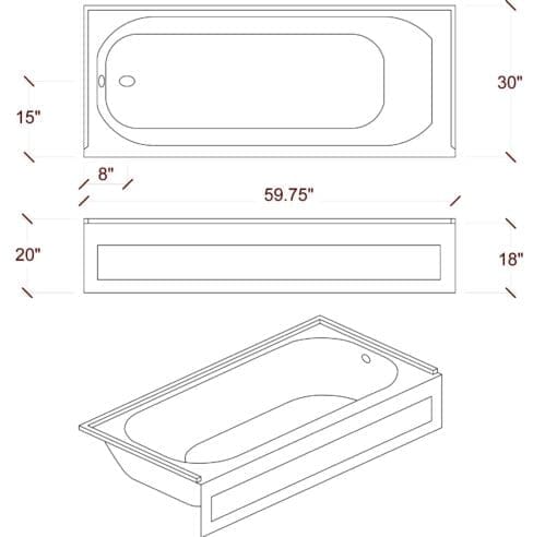 30x59.75 Skirted Bathtub BR-10 Left Hand - Image 4